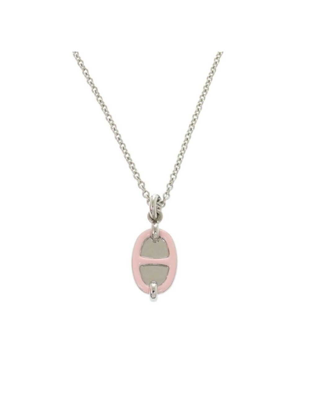 Hermes Mini Maillon Rose Kander Silver Necklace